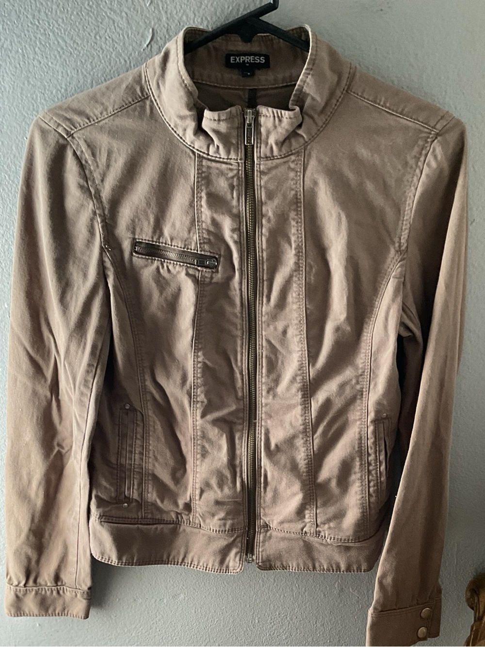 Express Women's Taupe Utility Zip-Front Jacket